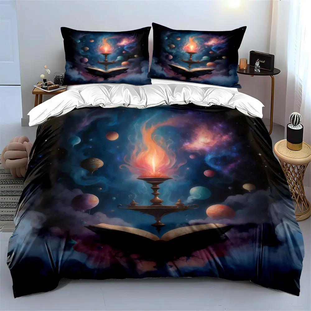 Mystical Book and Candle Set Soft Comfortable Duvet Cover Bedding Set Included 1*Duvet Cover & 2*Pillowcases Gift