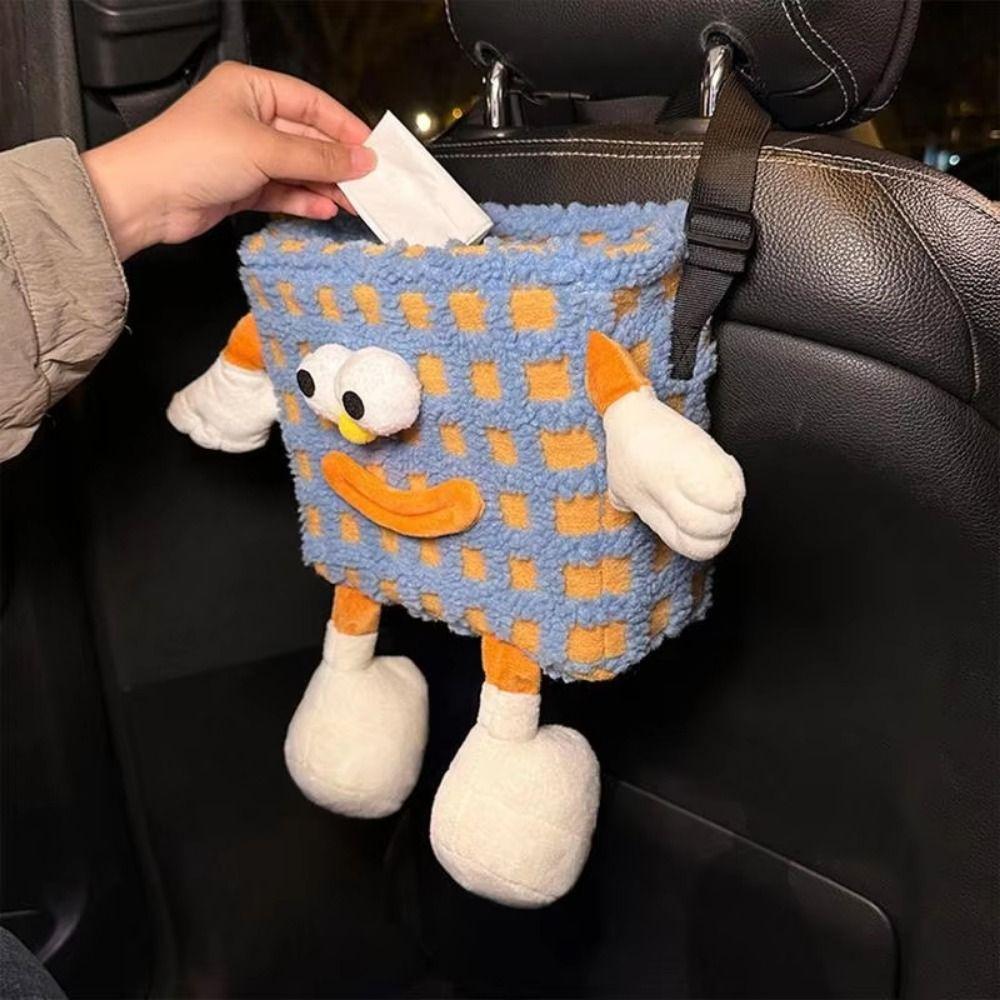 Creative Plush Car Tissue Box Cartoon Vehicle Trash Bin Paper Storage Case  Car Supplies