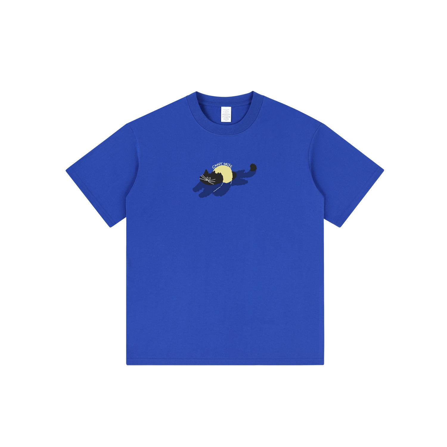 

Unisex Oversized Trendy Kitten Print Cotton T-Shirt M