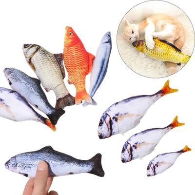 Realistic Durable Catnip  Mint Pillow Pet Interactive Fish Shape Cat Play Toy Kitten Playing