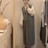 Long V-neck Knitted Vest Skirt Large Size Soft Waxy Vest Dress Lazy Wind Belly Sweater Skirt Women's Clothing