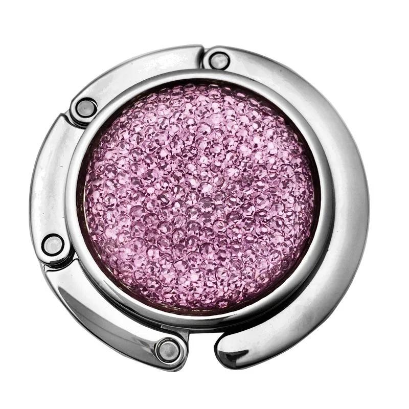 Bag Table Hook Fashion Outdoor Portable Foldable Round Shiny Diamond Purse Handbag Bag Table Hook Hanger Key Bag Hanger