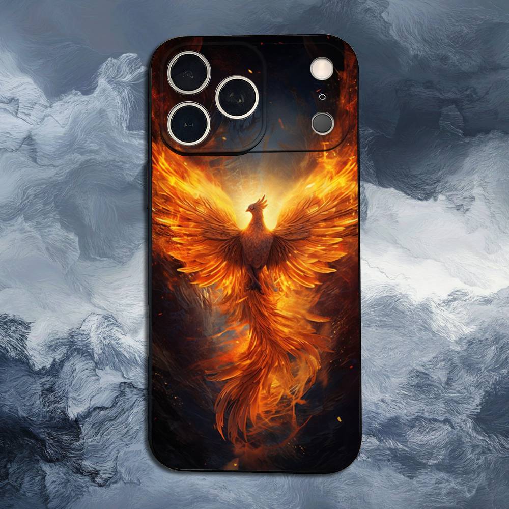 Cool Phoenix For iPhone 12,16,11,14,15,17,13,X,Mini,SE,Max,8,7,XR,XS,Plus,Pro,Soft Silicone Black Case