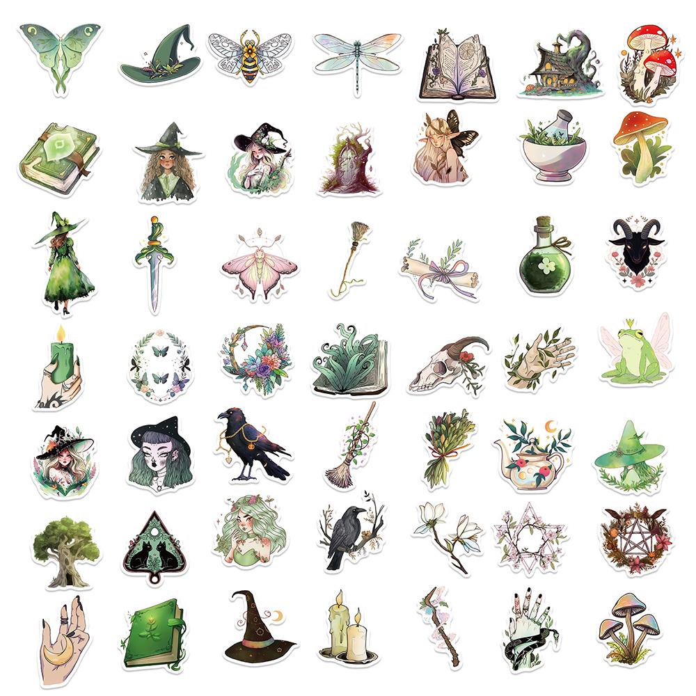 10/30/50pcs Gothic Retro Forest Magic Witch Stickers Aesthetic Cartoon Decals DIY Fridge Luggage Bike Car Cool Kids Sticker Toys