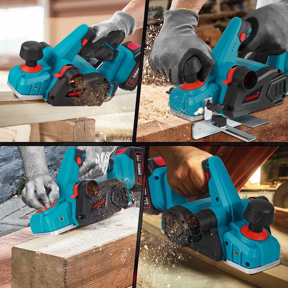 ONEVAN Electric Planer 82MM Handheld Electric Router Trimmer Woodworking Power Tool For Makita 18V Battery Pin