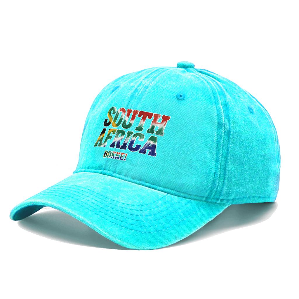 South Africa Flag Printed Baseball Cap Adjustable Sun Hat Raw Brim Fashion Unisex Hat For Outdoor Activities Golf Cycling
