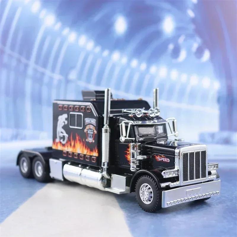 AAZZ1 1:24 PETERBILT 389 Heavy Truck Tractor Toy Model Alloy Diecast Sound Light Pull Back Model Truck Boys Toy Gifts Collection