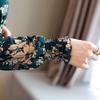Women's Floral Chiffon Dress: Plus Size, Long Sleeve, Slimming Waist, Spring & Autumn Style