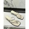 2025 Fashion summer women's sandals outdoor crystal open-toe shoes thick heel elegant and comfortable slippers beach flip-flops