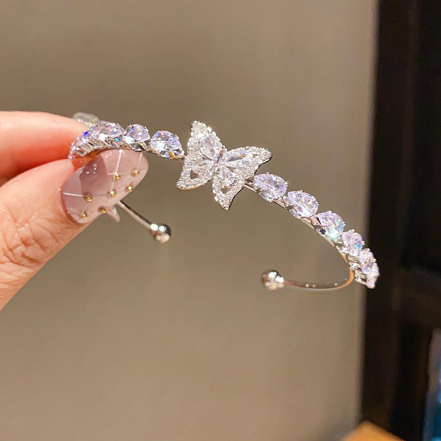 Fashion Butterfly Jewelry Bracelet With Zircon Stones For Elegant Women