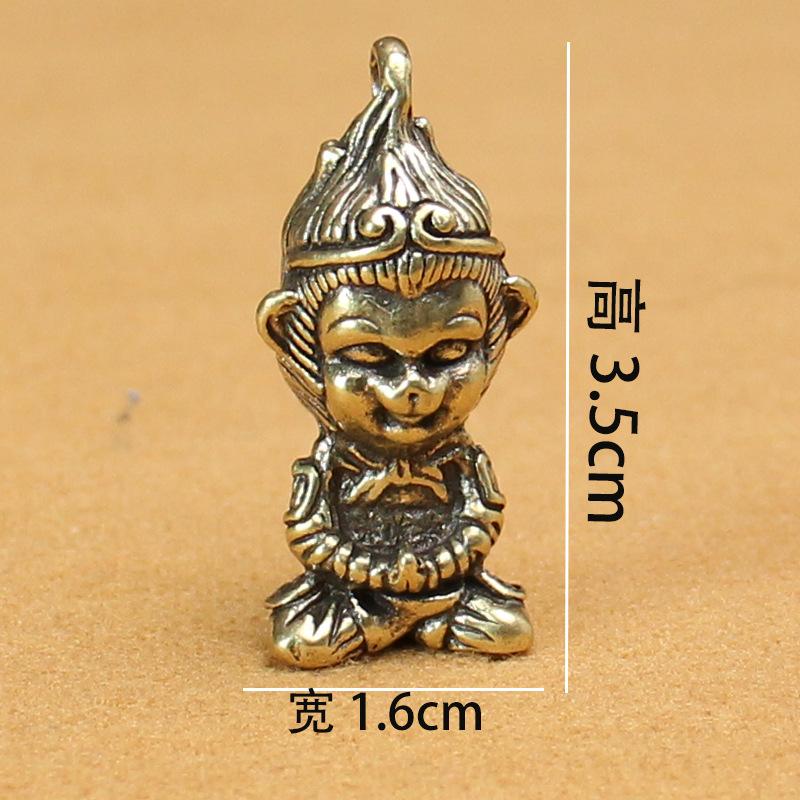 

Чистая латунь Сунь Укун Зодиакальная обезьяна Мужской автомобильный брелок Кулон Цитянь Дашэн Китайский стиль Креативный