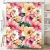 Bathroom Decor Shower Curtain with Floral Print Pink Yellow Shades for Home Decor in Bathrooms Waterproof Fabric Custom Sizes Av