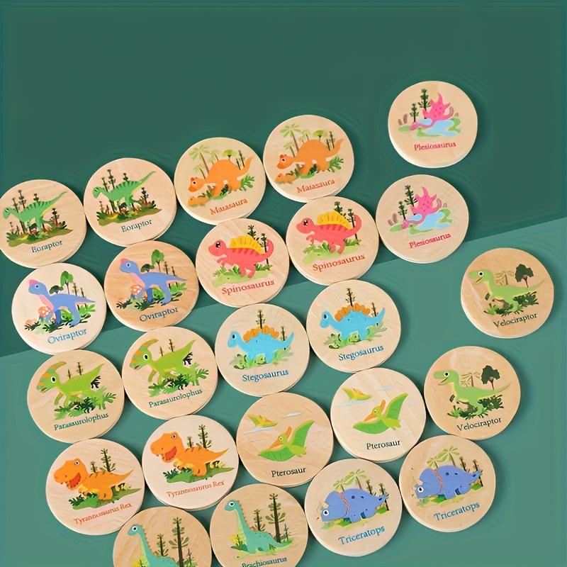 Wooden Dinosaur Match Memory Game for Kids Animal Memory Matching Cards Early Educational Toy for Pre-Kindergarten Kids Gifts