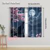 2pcs,2D plane printing Window Curtain Cherry Blossom Black Cat Versatile Polyester Fabric (without rod) Festive Perfect for