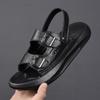 Fashion Buckle Designer Leather Sandals for Men Fashion Casual Outwear Sports Platform Beach Shoes Male Solid Color Slipper Shoe Man