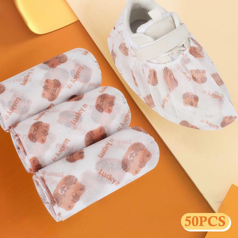 50 Pcs Disposable Thickened Cartoon Shoe Covers,Home Indoor Non-Slip Anti-Dirty Foot Cover, Breathable Foot Covers For Shoes