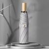 Three-fold simple plain windproof creative solid wood handle women's vinyl parasol fixed plus ogo small fresh sun