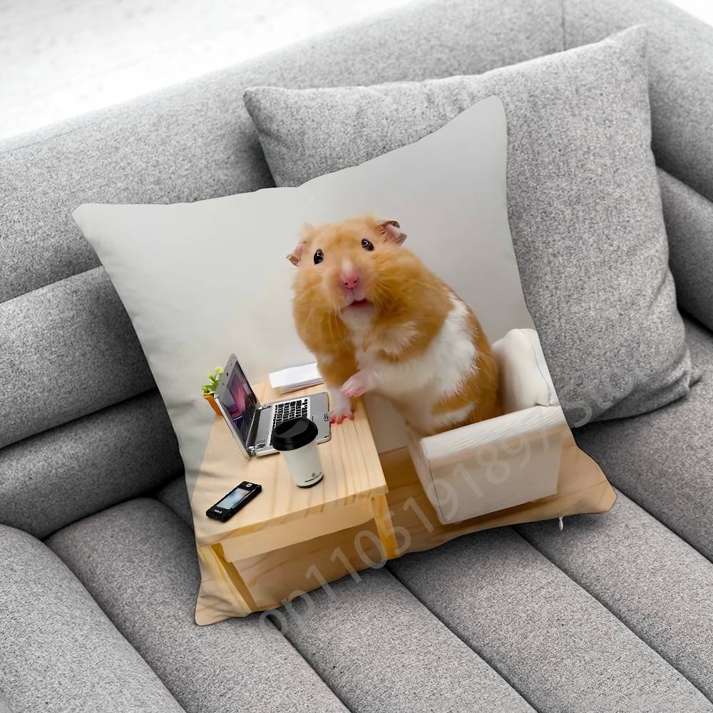 Funny Sad Hamster Meme Throw Pillow Case For Square Bedroom Pillowcase Cover