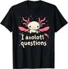 Czarny T-shirt z uroczym aksolotlem Zabawne Pytania dla Śmiechu Koszulka Koszulki Graficzne Odzież Unisex Top Streetwear