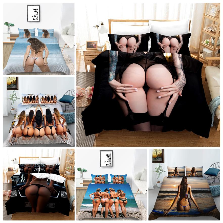 3D Bikini Bedding Set Beauty Theme Bedding Quilt and Pillowcase Sheet/Twin Full Size 2/3 Pieces Home Decoration