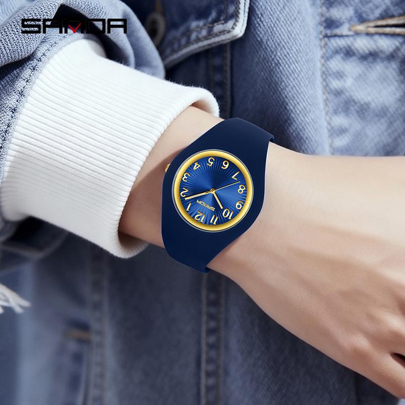 Sanda Unisex Korean Style Waterproof Quartz Watch - Simple Fresh Silicone Student Wristwatch