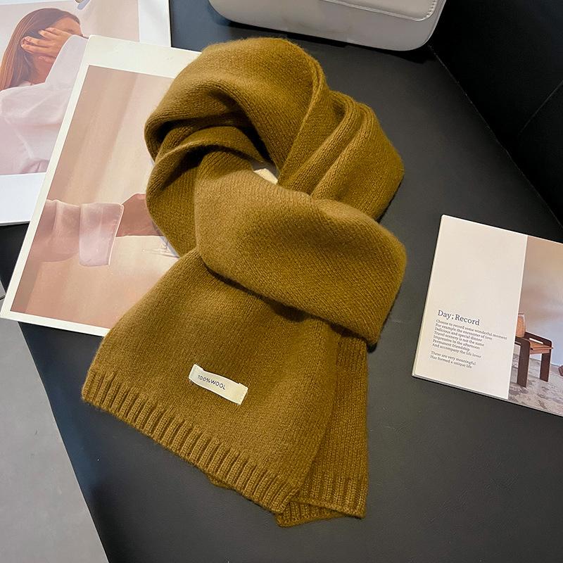 Winter Women Scarf Warm 100% Wool Knitted Shawls Casual Brand Neckerchief Cashmere Shawl Wrap Fashion Red Students Scarves