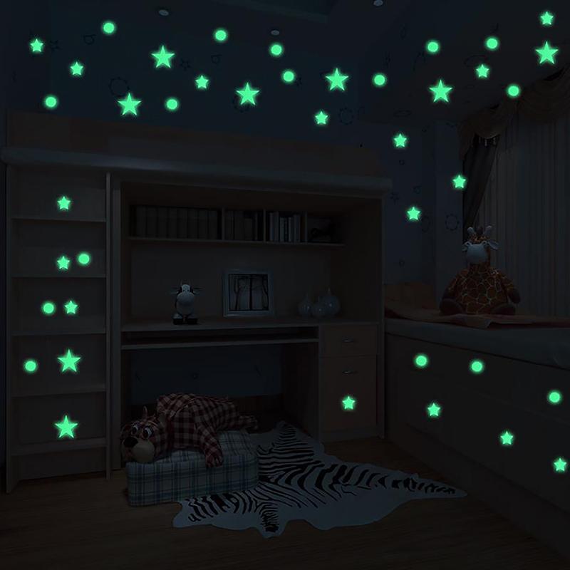 8-126 szt. Świecące w ciemności naklejki ścienne gwiazdki, okrągłe kropki, DIY dekoracja pokoju