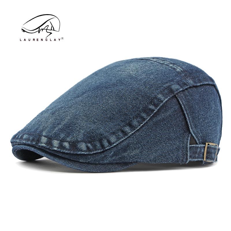 Unisex Korean Style Cotton Denim Beret - Retro Duckbill Newsboy Cap