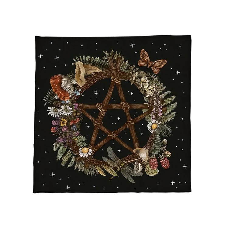 Star Plant Pattern Astrology Tablecloth Altars Cloth Square Divinations Card Table Cloth Witchcrafts Deck Cloth