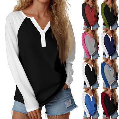 Women's T Shirt Tee Button Floral Print Long Sleeve Daily Weekend Fashion Basic V-Neck Regular Top