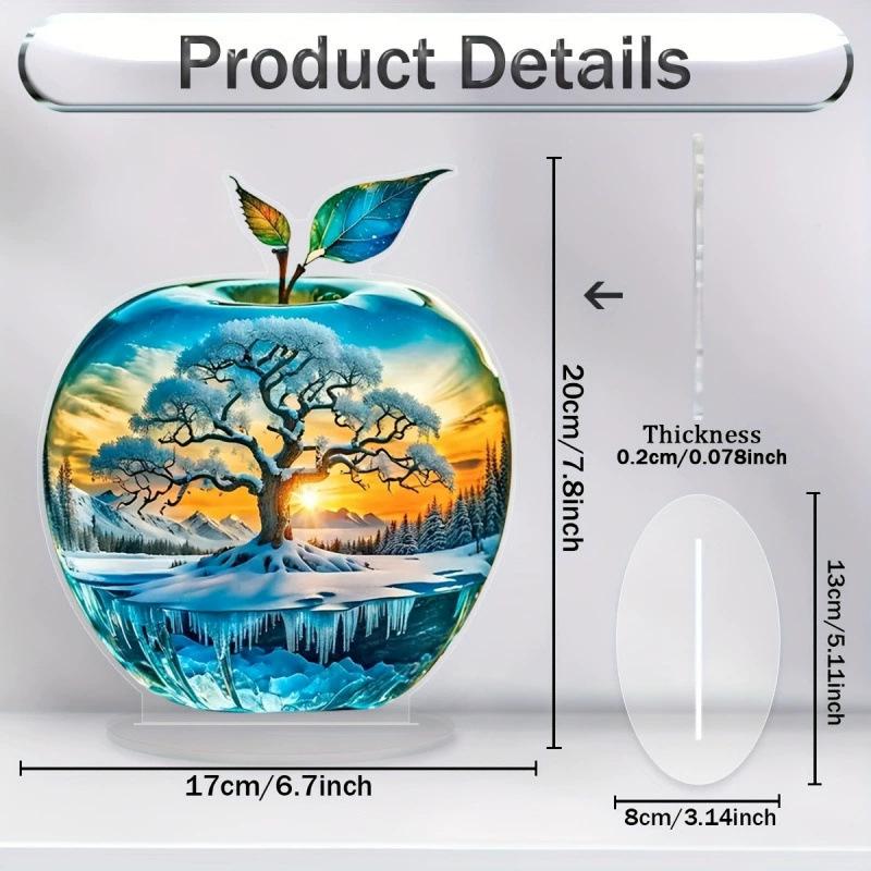 2D Acrylic for Apple Landscape Pattern Decorative Ornament for Home Living Room Entrance Tabletop Decoration