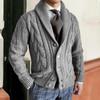 Autumn Winter Warm Sweater Mens Cardigan Knitted Long Sleeve Breasted Collar Jacket Coat Male Casual Fashion Knitwear Clothing