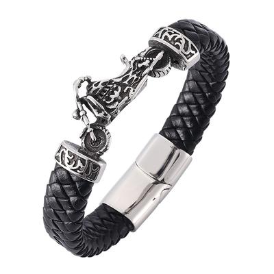 Moda Erkek Deri Bileklik Erkek Çelik Motosiklet Charm Bileklik Tokalı Punk Erkek Takı Bileklik Hediyeler