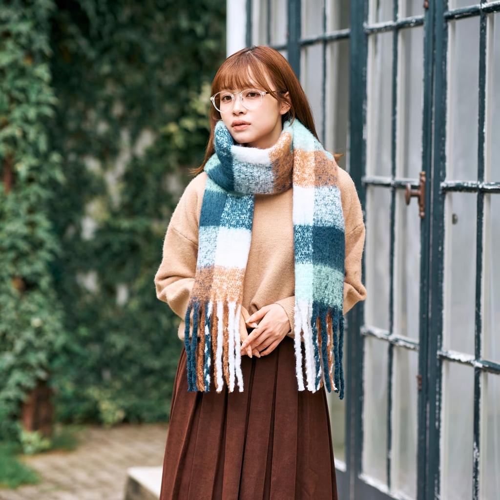 Moonbat estaa Volume Check Deep Blue x Brown (Esta) Web-Exclusive Scarf, Pattern, 60283,