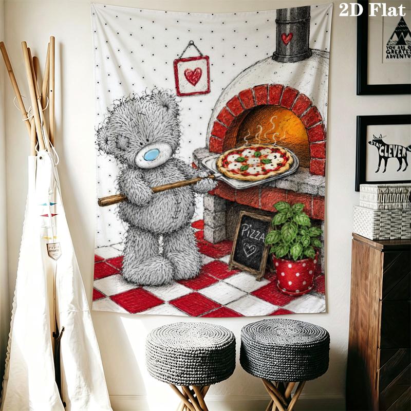 Tatty Teddy Wall Tapestry Aesthetic Wall Hanging Printed Fabric Blanket Decorative Tapestries for Bedroom Living Room Home Decor