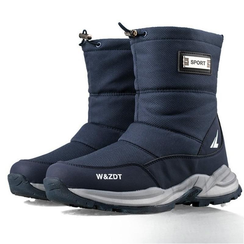 Herren Mittelhohe Stiefel Outdoor Rutschfest Schneestiefel Verdickter Samt Warme Baumwollschuhe Winter High-Top Freizeit Sneaker für Herren Botas