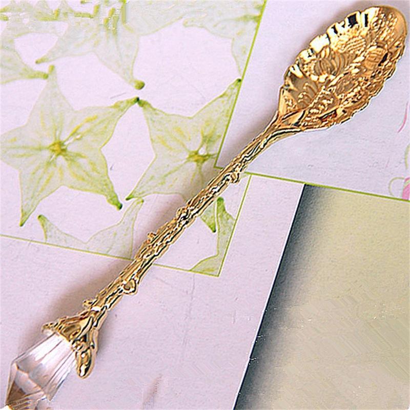 Retro Crystal Head Kirsite Spoon Elegant Antique Designs For Dessert Salt Coffee Teas Utensils Durable Kitchens Tool