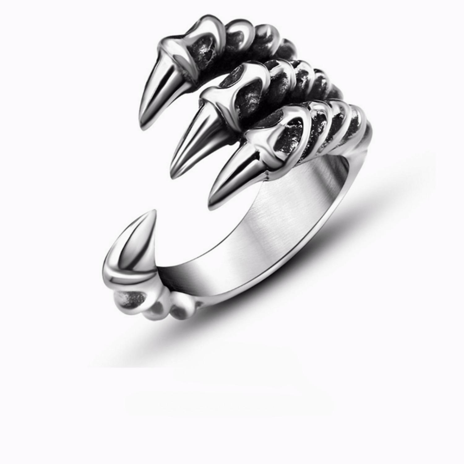 

Ретро Серебряное мужское открывающееся кольцо Подарочное кольцо в виде лапы в стиле панк-рок