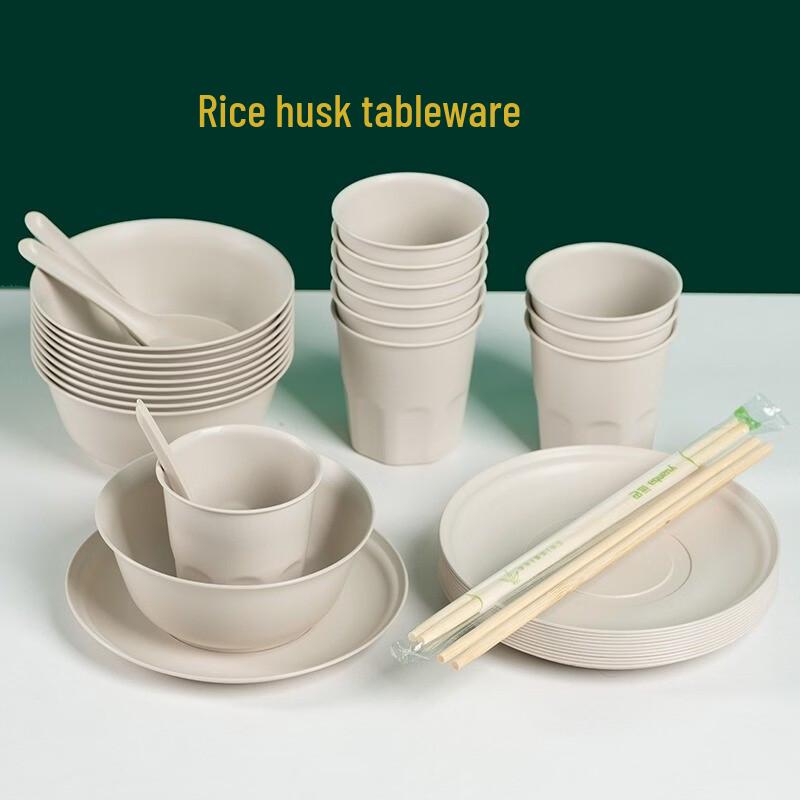 Eco-Friendly Rice Husk Disposable Tableware Set