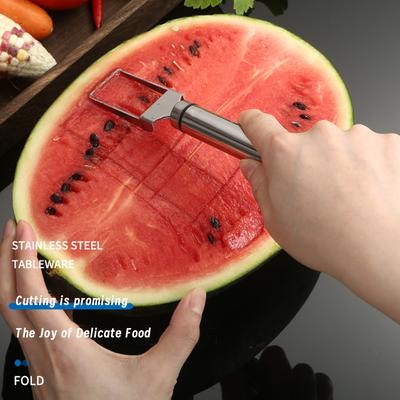 Tragbarer Wassermelonenschneider 2 in 1 Wassermelonengabel Wassermelonengabel Schneider Küchen Obstschneidegabel Schneider Messer