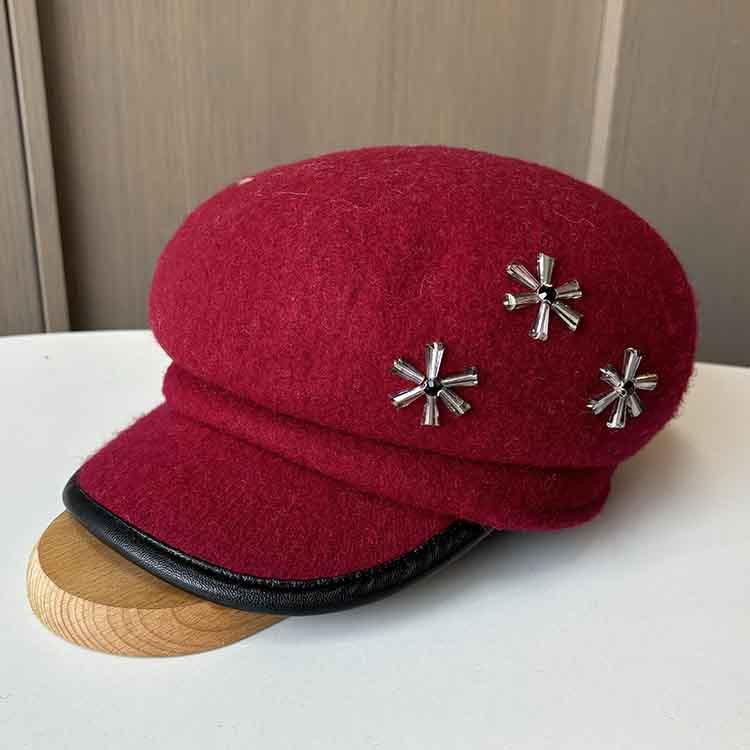 Hat Women's Autumn and Winter Wool Cap British Casual Felt Hat Versatile Fashion Foreign Style Beret Show Small Face