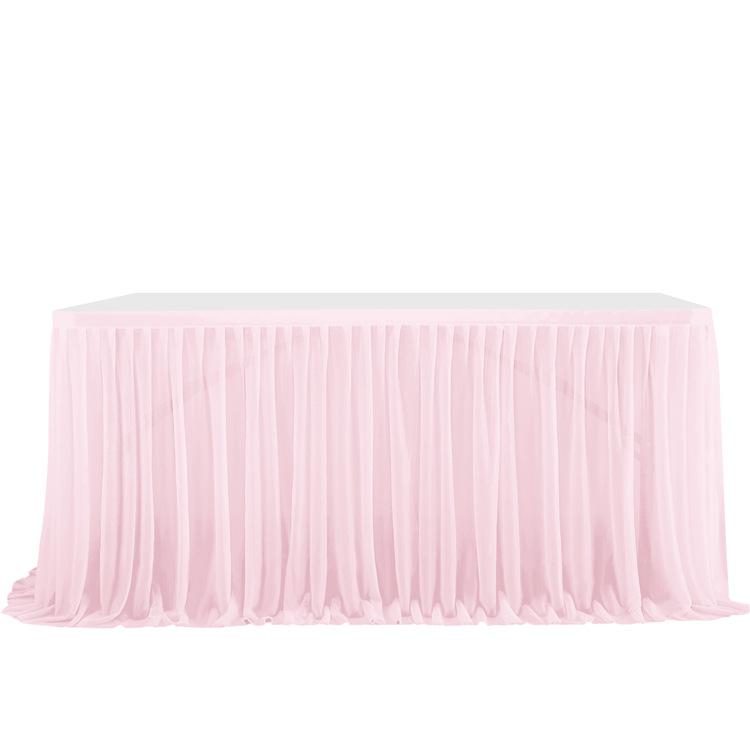 Table Skirt Pleated Table Circumference Birthday Party Wedding Decoration Ruffle Edge Elastic Thin Gauze Table Skirt Tulle