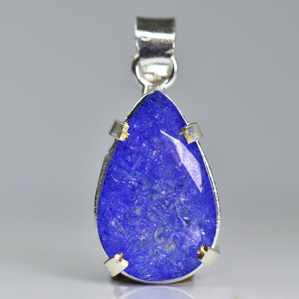 

33 Ct Natural Purple Sapphire CERTIFIED 925 Sterling Silver Pear Pendant Gems MY.PD-170-NS 22.1 mm Approx. фіолетовий