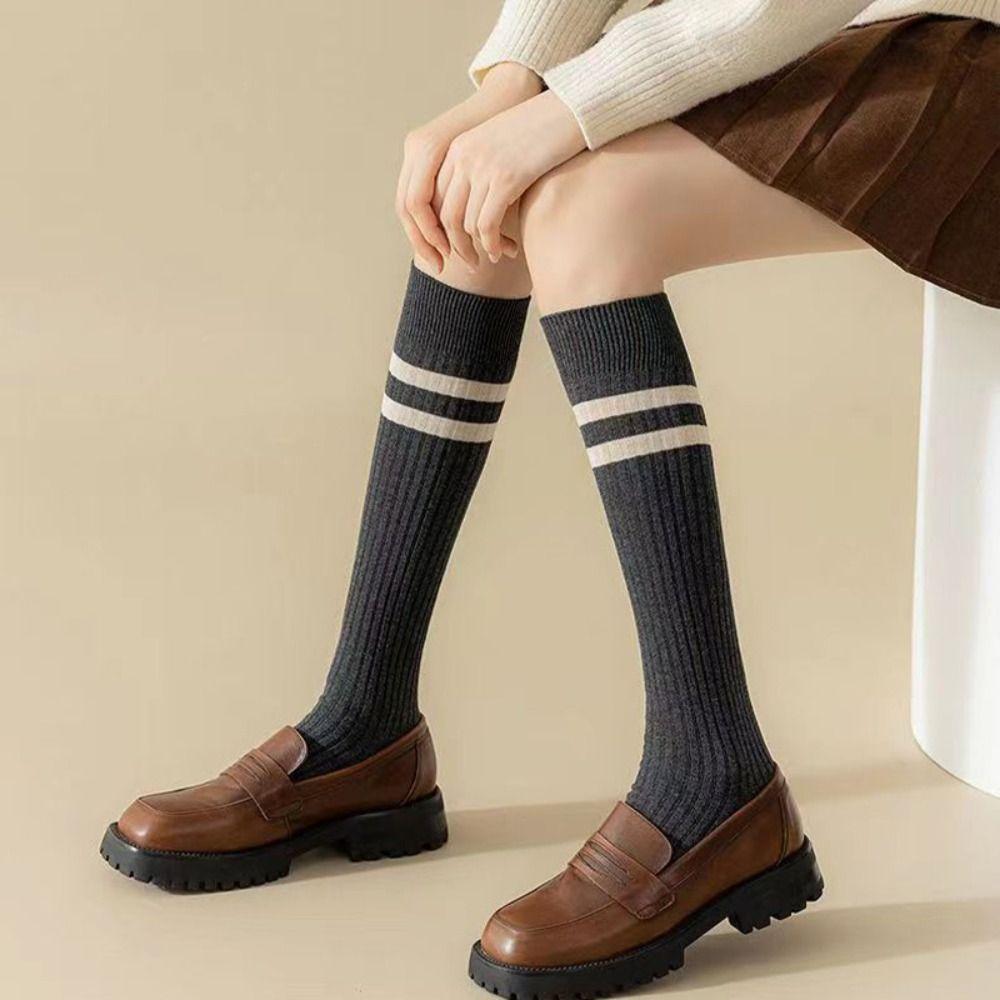 Solid Color Middle Tube Socks JK Women Stockings Elastic Female Hosiery Ladies