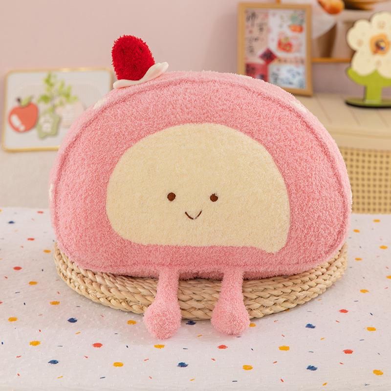 

New Swiss Rolled Strawberry Cake Plush Pillow Sofa Living Room Cushion Pillow Bay Window Tatami Pillow Gift 40 cm (0.3kg)