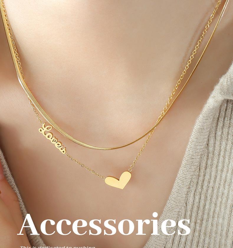 European Double Layer Heart Necklace for Women - Trendy Spicy Girl Clavicle Chain