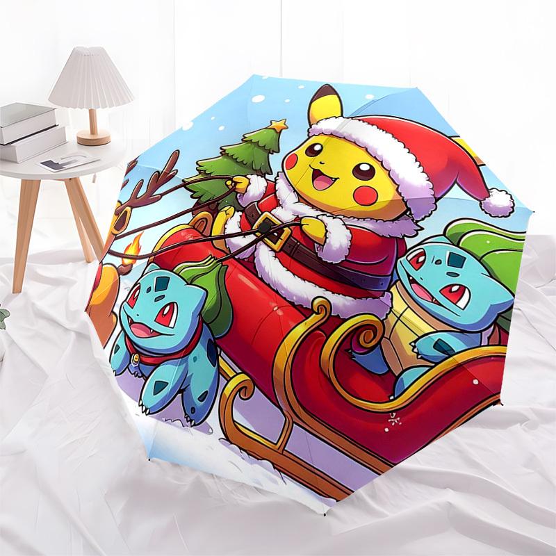

1pc Pikachu Christmas Santa Hat Pokémon Umbrella - Auto Open Close 8-Bone Iron Frame Outdoor Umbrella, Perfect Gift for Fans, Travelers, Daily Use.X01
