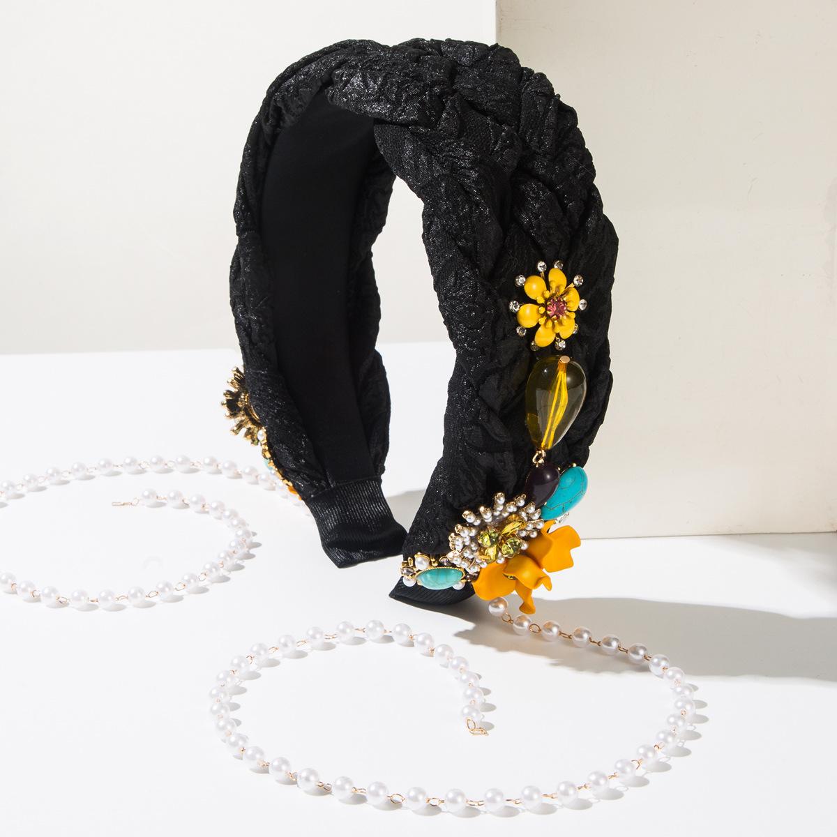 Ethnic Style Tassel Headband New Chinese Craftsmanship Flower Gemstone Pendant Wedding Hair Accessories