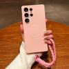 Matte Lanyard Magnetic Case for Samsung Galaxy S2 Ultra S24 FE S23 S22 S21 Plus A A6 A16 A3 A1 A36 Wrist Strap Cover