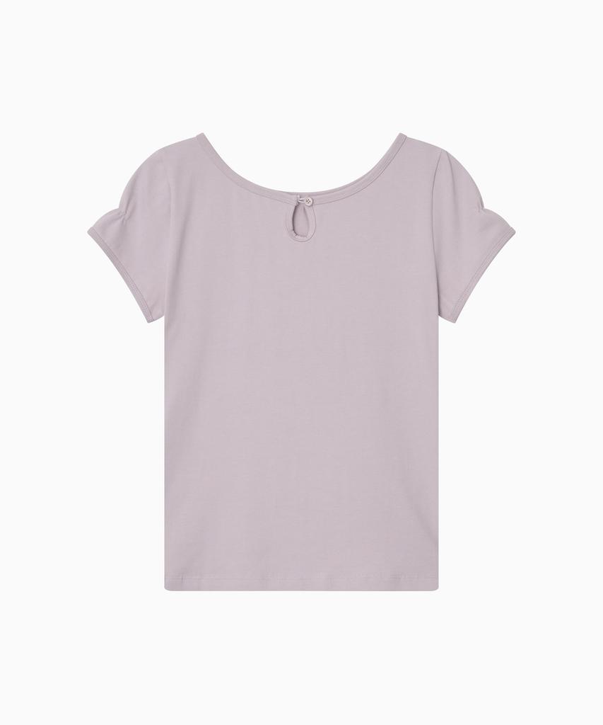 Ohesio Back Button Shirring T-Shirt, Lavender